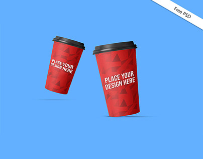 Floating Paper Cup Mockup Free PSD