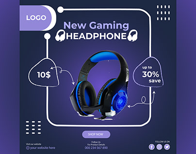 Modern gaming new headphone design template