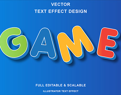 Game 3D Text Effect Vector Design