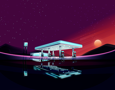 Gas Station at dusk