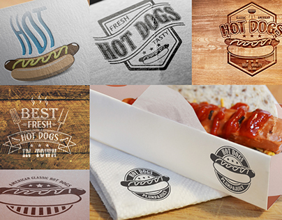Hot dogs collection logos and labels