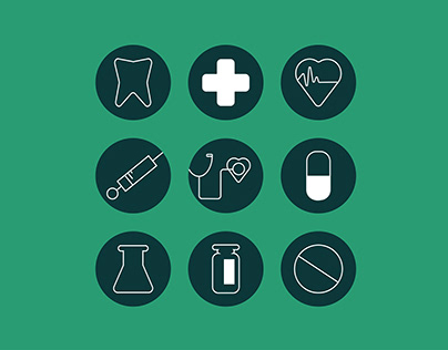 Medical icons Vector outline flat illustrations