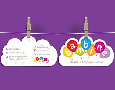Cartão de visita desenvolvido para a Bambine Berçário