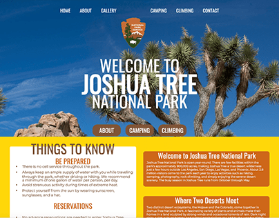 Website ReDo Joshua Tree Natl Park (Fictional)