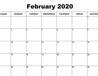 Blank February 2020 Calendar