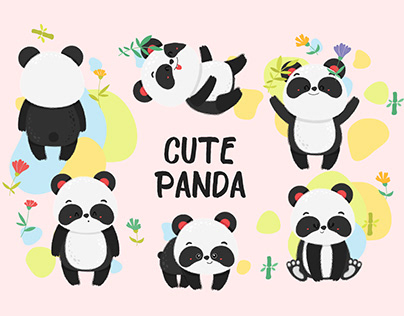 Funny panda bear illustration