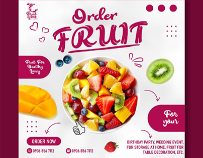 A flyer design for a fruit salad brand
