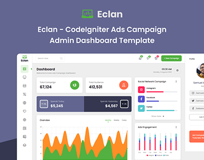 Eclan-CodeIgniter Ads Campaign Admin Dashboard Template