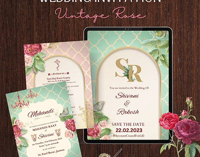 Wedding Invitation design indian vintage digital invite