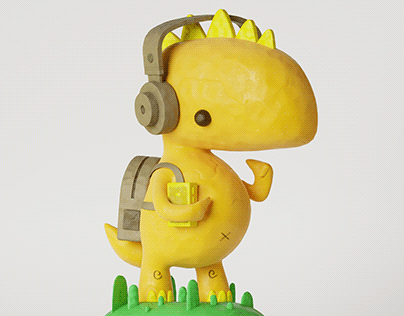 Walkman Dinosaur 3d clay version with animation