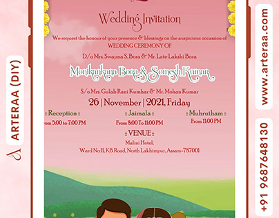 Sate Wedding Invitation Canva Editable Template