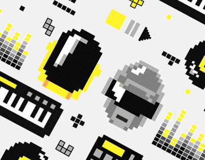 Pixel Art pattern-Daft Punk