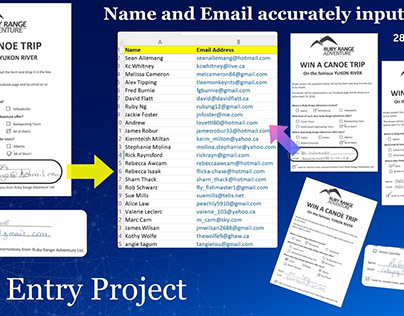 Data Entry- Unclear Names and Emails Perfected in Excel