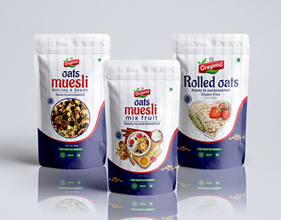 Instant, rolled, musesli, oats pouch packaging design