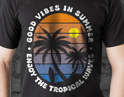 Good vibes in summer retro t-shirt