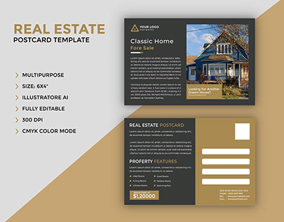 Real estate Postcard template design