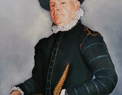 Oil Portrait with Coat of Arms Ritratto olio con stemma