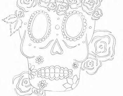 Sugar skulls - illustration and mixed  media