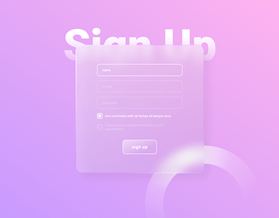 Sign up page with a glass effect
