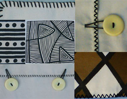 Pillow covers black and white painted and made by hand