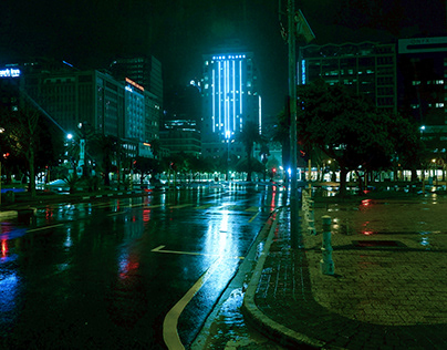 Rainy city center