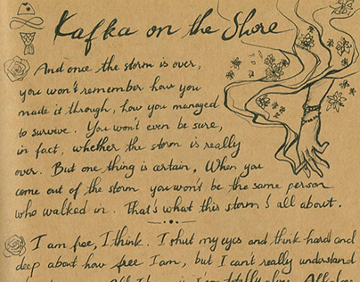 Handwriting from Kafka on the shore