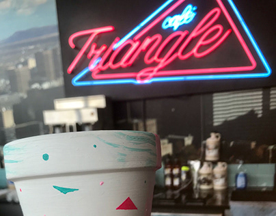 Café Triangle: Logo & Promo materials, 80's coffee shop