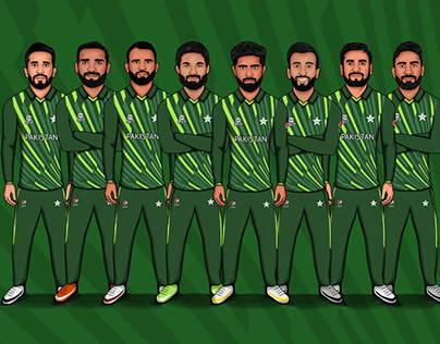 Illustration Designs of PCT Squad for T20I WC 2022