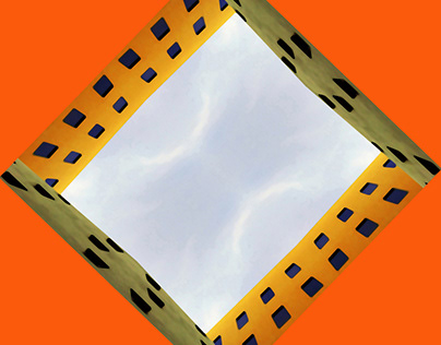 Photomontage architecture abstraite losange orange