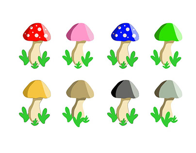 set or colorful mushroom illustration
