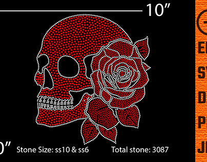 Skull Rhinestone Design with Rose