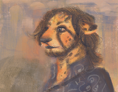 Anthro Portrait - Medieval Cheetah