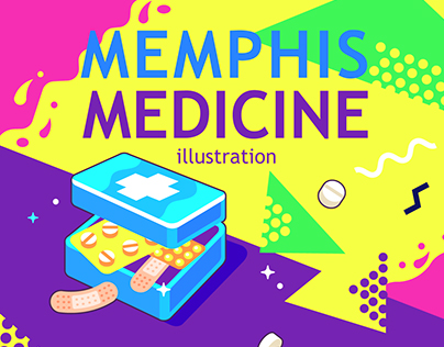Medicine illustration in memphis style