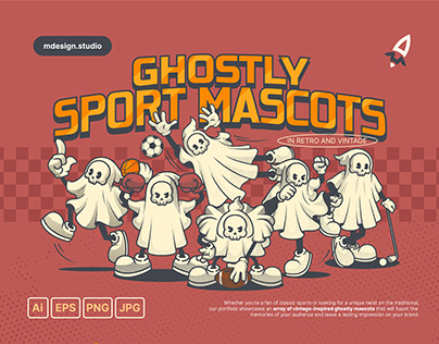 Ghostly Sport Mascots Collection in Retro and Vintage