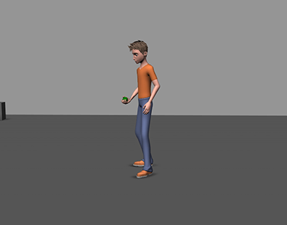 3D Animation of a playing boy for fun.