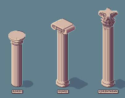 Greek Classical Orders Pixel Art