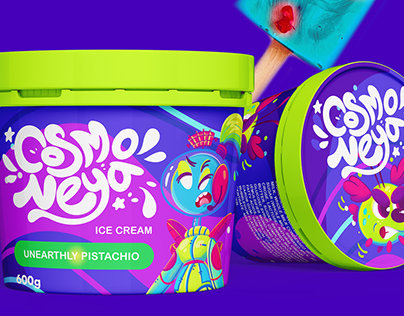 Brand characters for "Cosmo Neya" ice cream brand