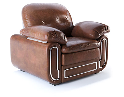 Modern luxury soft leather armchair with metal details