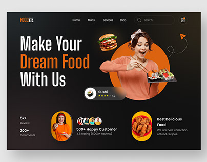 FOODZIE - Food Recipe Landing Page Design