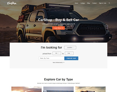 CarShop Ocea homepage design using elementor
