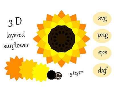 3 D layered sunflower svg