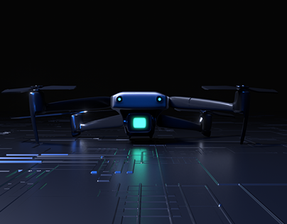 Drone with facial recognition 3D animation