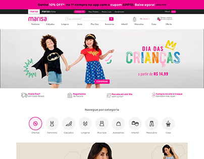 Banners e homepage criados para a Lojas Marisa