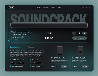 Soundcrack: Soundbar landing page banner design