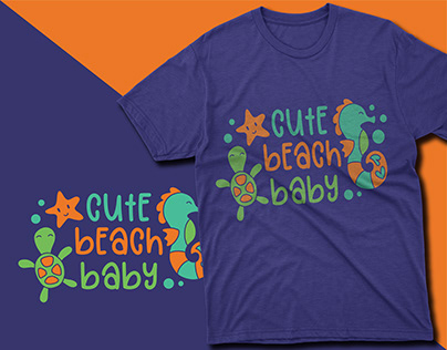 Cute Beach Baby Typography T-shirt Design