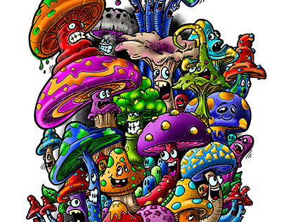 Mushroom doodles color
