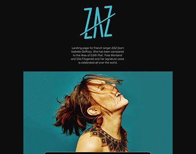 Landing page for French singer ZAZ