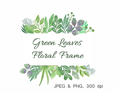 Green leaves floral frame