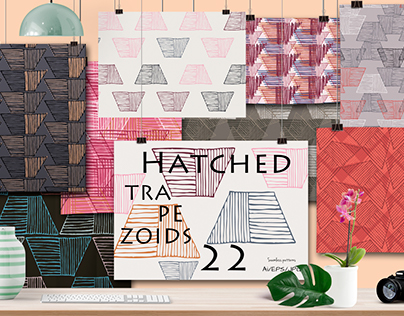 Hatched Trapezoids seamless patterns collection