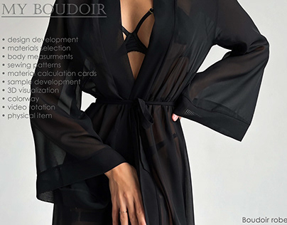 Boudoir robe.3Dvisualization + design + sewing patterns